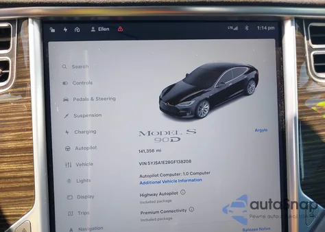 2016 Tesla Model S из США, поврежденный, VIN 5YJSA1E28GF138208